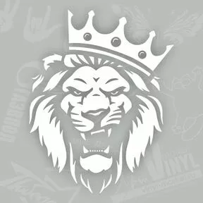 белая наклейка Лев в короне