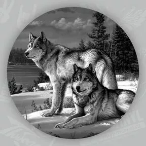 наклейка с волком и волчицей