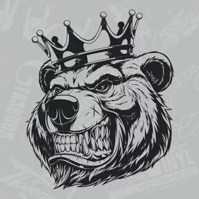 наклейка медведь в короне