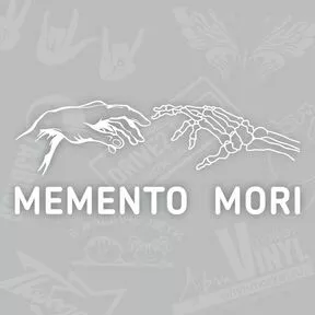 наклейка с надписью Memento Mori