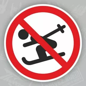 Наклейка Спуск на лыжах запрещен