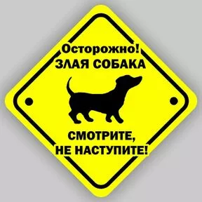 Наклейка Осторожно злая собака